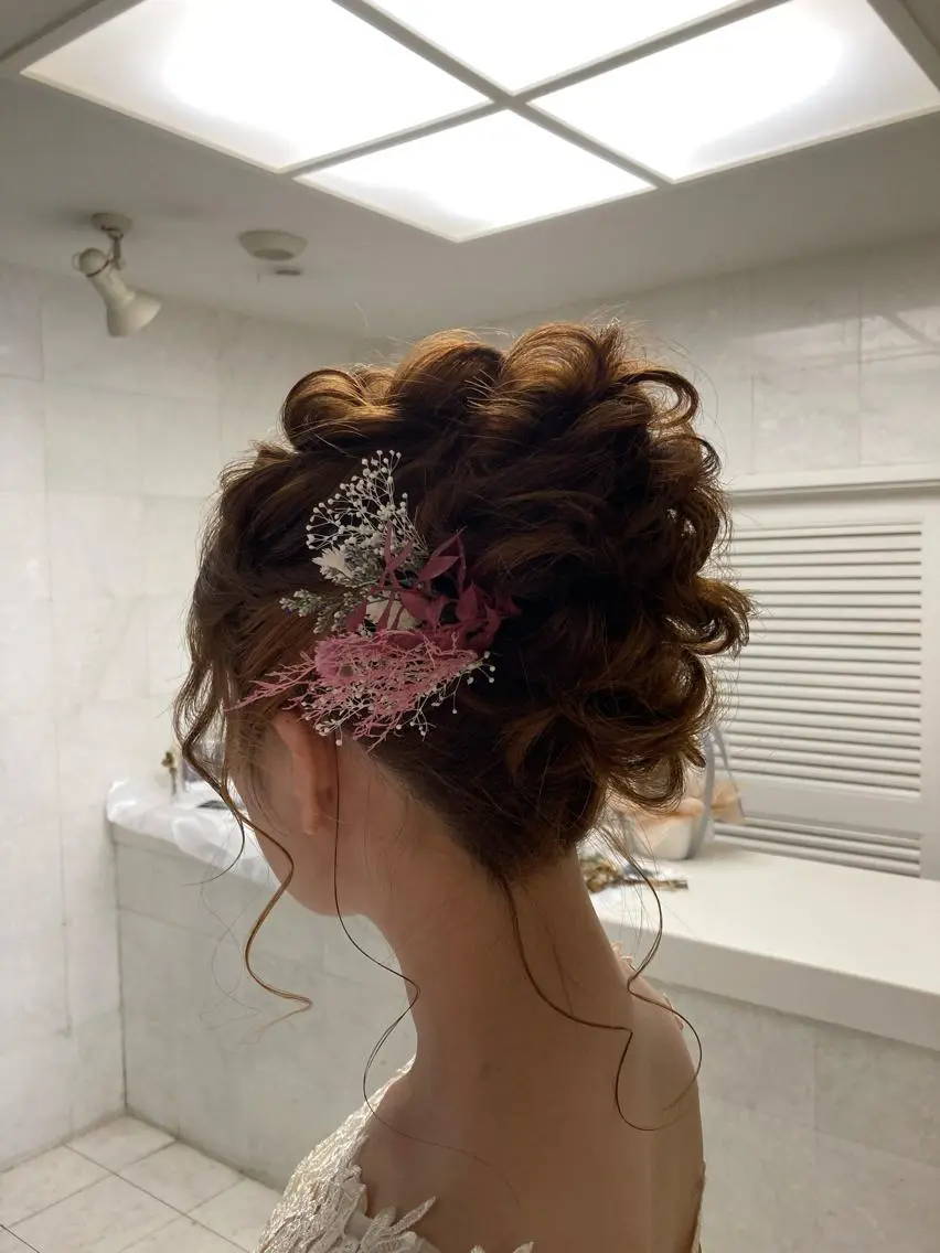 セミロング お団子ヘア ヘアセット ヘアメイクサロン viviのヘアスタイル