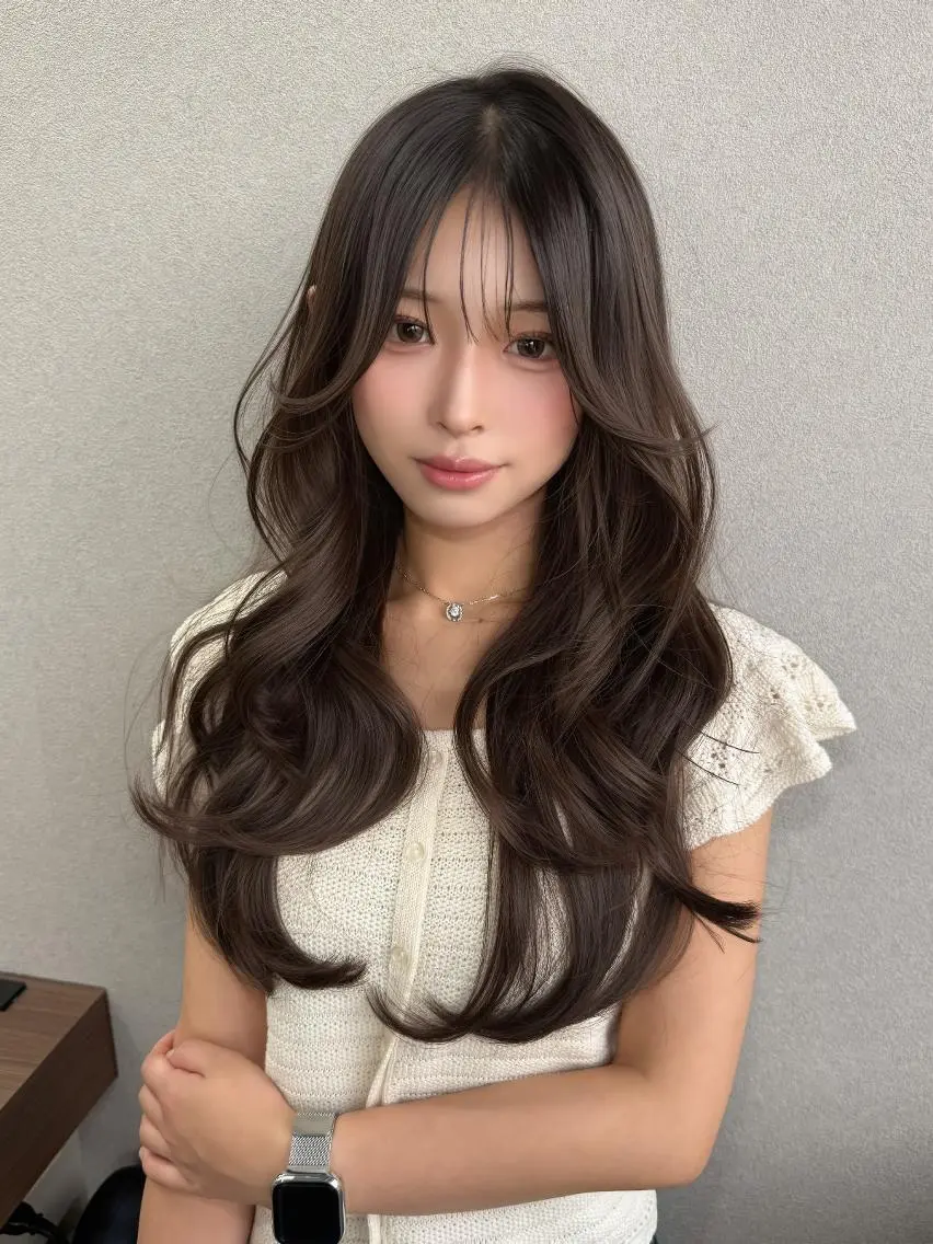 ロング 顔周りカット レイヤーカット カット ヘアカラー トリートメント 結べるレイヤー/ 透明感カラー/和奏のヘアスタイル