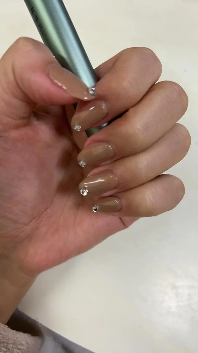 ネイル ワンカラーネイル ストーンネイル 自宅サロン♡ Mamiのネイルデザイン