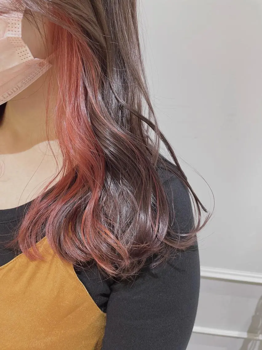 ミディアム カラー ブリーチ ピンクカラー カット ヘアカラー トリートメント 🦖鶴岡 香純🦖のヘアスタイル