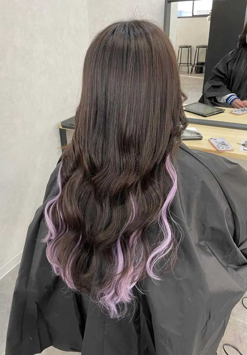ロング ヘアアレンジ カラー ハイトーン カラーのヘアスタイル