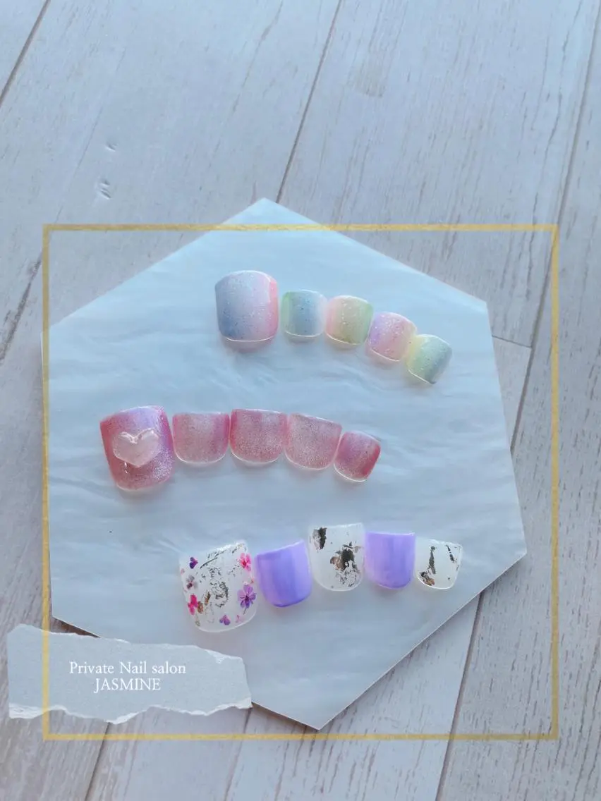 ネイル フラワーネイル フットネイル マグネットネイル 春ネイル Nail salon JASMINEのネイルデザイン