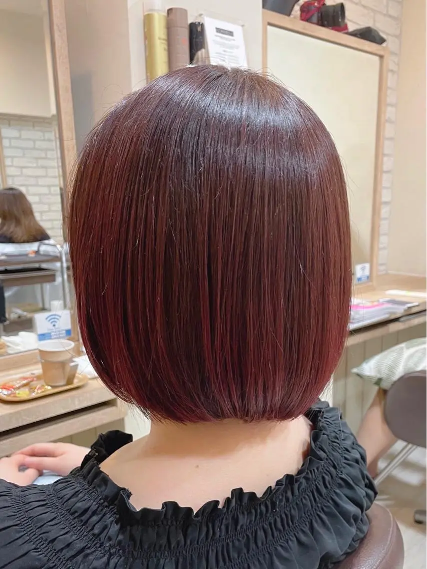 ミディアム カラー ブリーチ ブラウンカラー ブリーチなしカラー ピンクカラー ピンクブラウン 清水 有実子のヘアスタイル