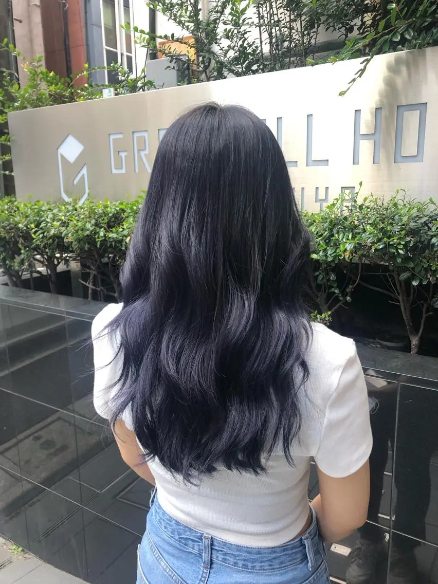 ロング カラー ブリーチ パープルカラー 韓国風ヘア レイヤーカット カット ヘアカラー トリートメント ボブ/縮毛矯正/ レイヤー/塚田のヘアスタイル