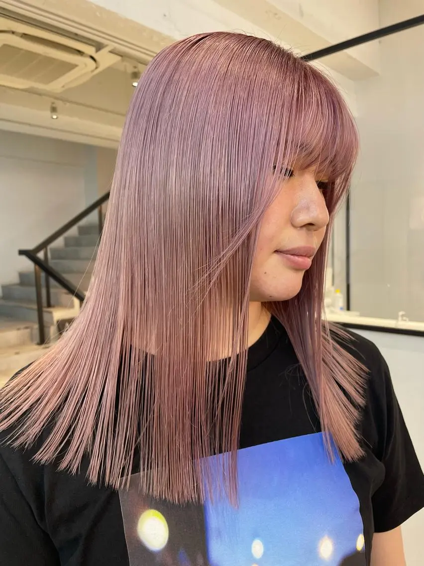 セミロング カラー ピンクカラー パープルカラー メンズパーマ/ メッシュ📍ユリのヘアスタイル