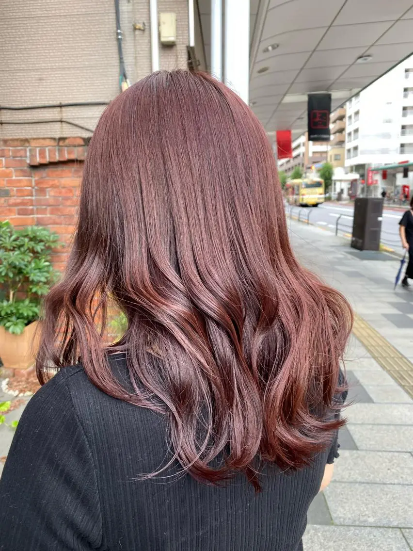 ミディアム カラー ブラウンカラー ピンクカラー ピンクブラウン カット ヘアカラー トリートメント 特殊カラー特化 ✂️SHIAN フジのヘアスタイル