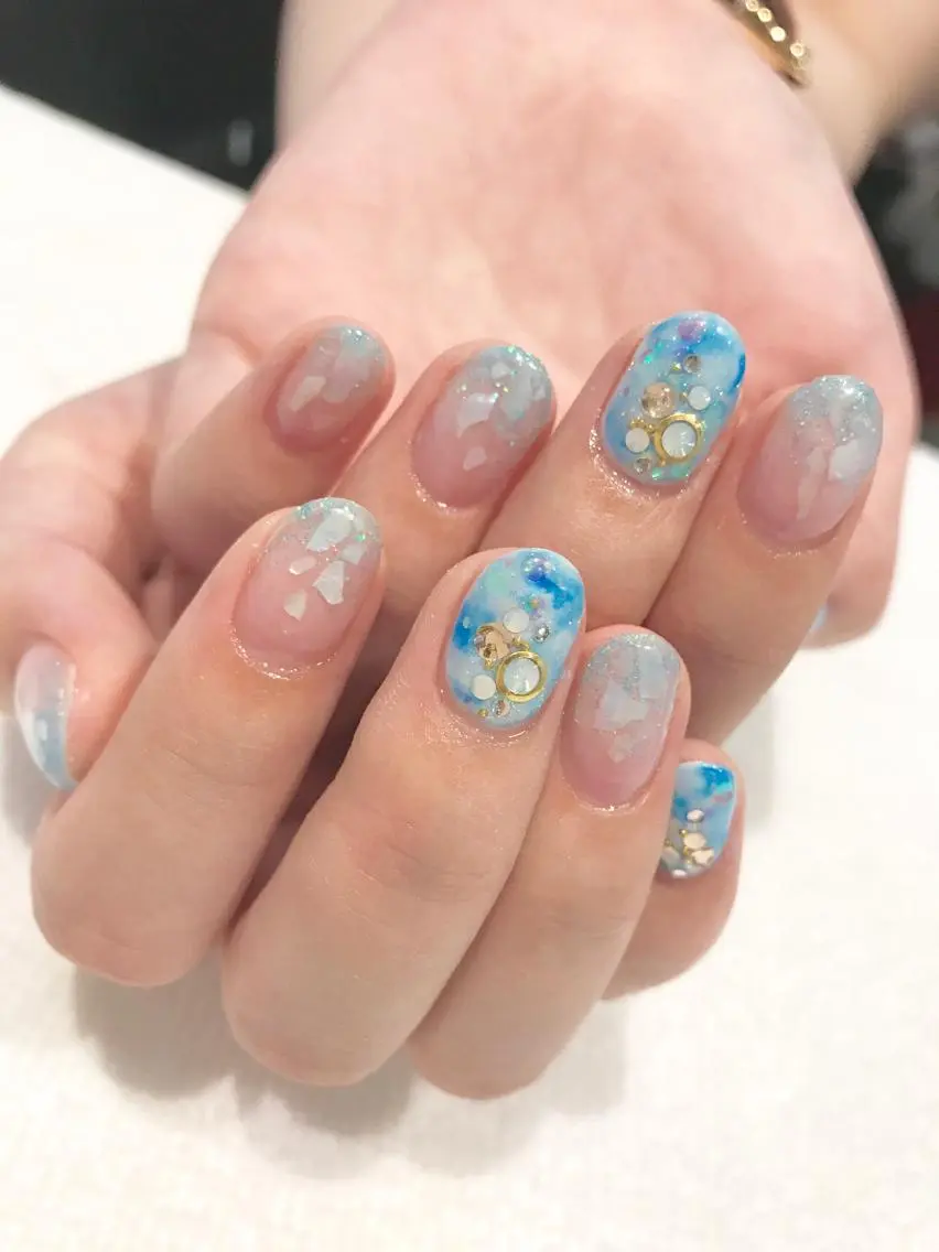 ネイル ブルー NARUMI HYODOのネイルデザイン