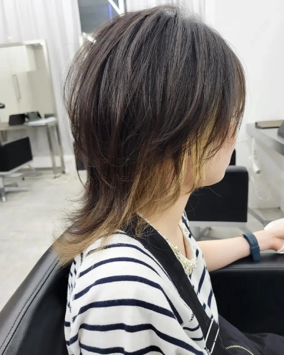 ミディアム 顔周りカット ウルフカット 代表/淀屋/髪質改善 ダメージレスカラー✨のヘアスタイル