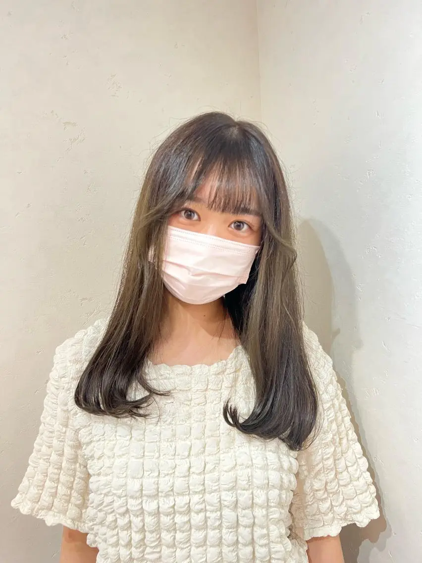 ミディアム カラー ヘアアレンジ ベージュカラー オリーブベージュ honen RUKAのヘアスタイル