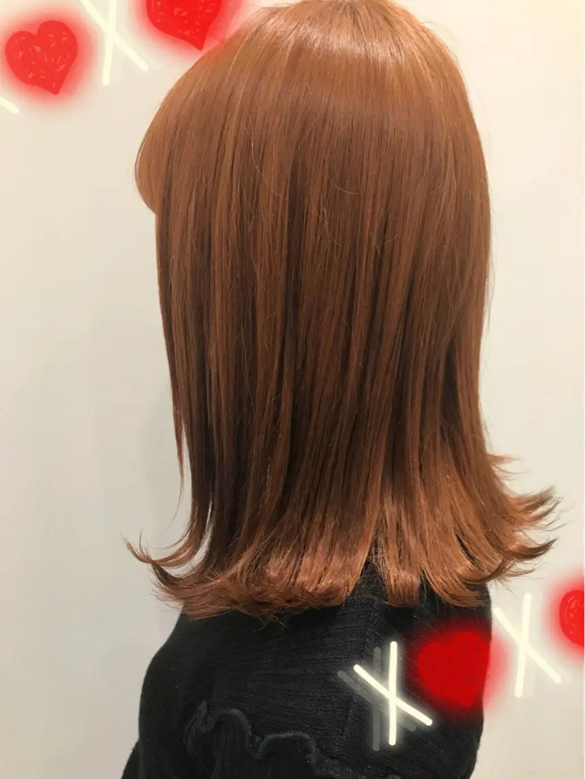 ミディアム カラー オレンジ 新宿駅近♡個室 ♡関口三都季🌜のヘアスタイル