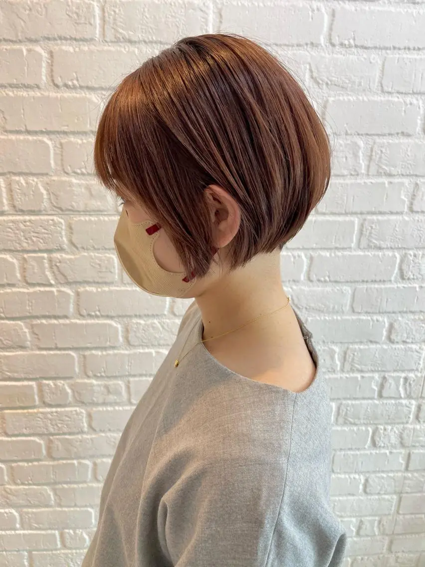 ショート カラー パーマ 似合わせカット ストレートパーマ ナカ ヒサシのヘアスタイル