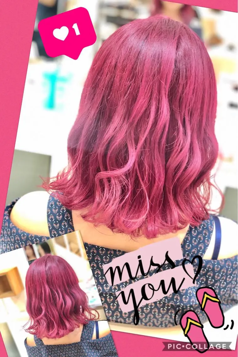 ミディアム カラー ブリーチ ケアブリーチ ハイトーンカラー イルミナカラー レッドカラー 永島 桜のヘアスタイル
