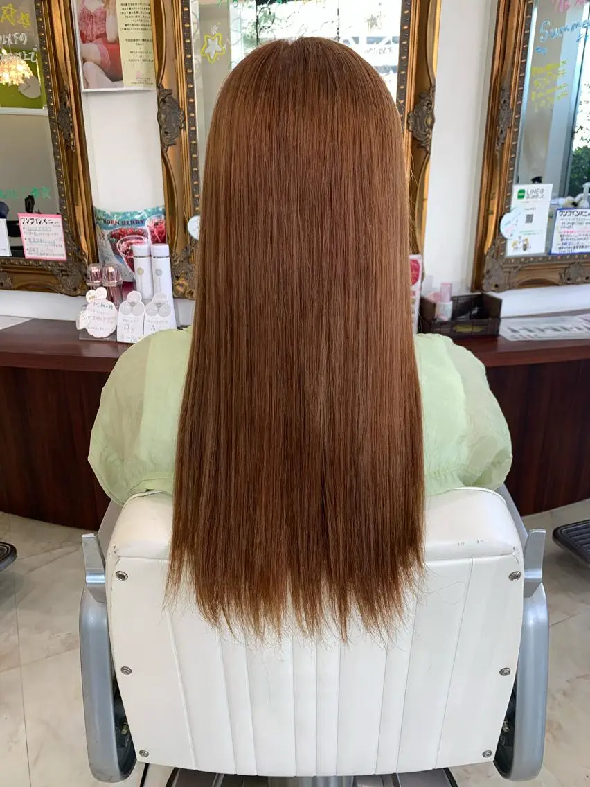 ロング カラー ブリーチ オレンジ Rapt.HAIR 中村 知里のヘアスタイル