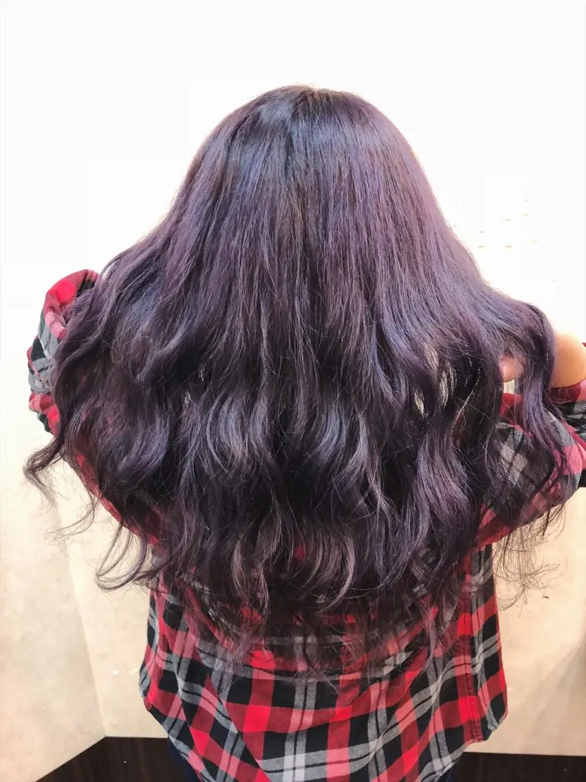 ロング カラー パープルカラー 韓国ヘア🤍髪質改善 🇰🇷AKANEのヘアスタイル