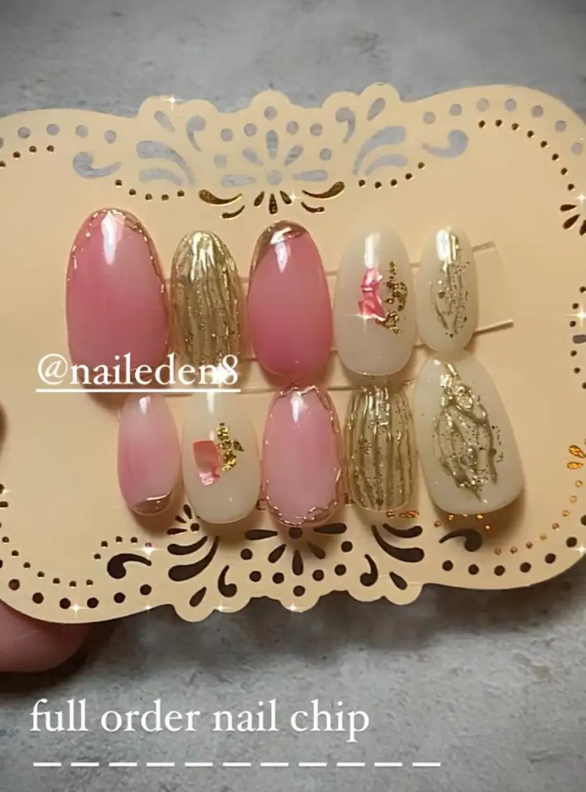ネイル 持ち込み ニュアンスネイル ピンク ネイルチップ Eden ♾️のネイルデザイン