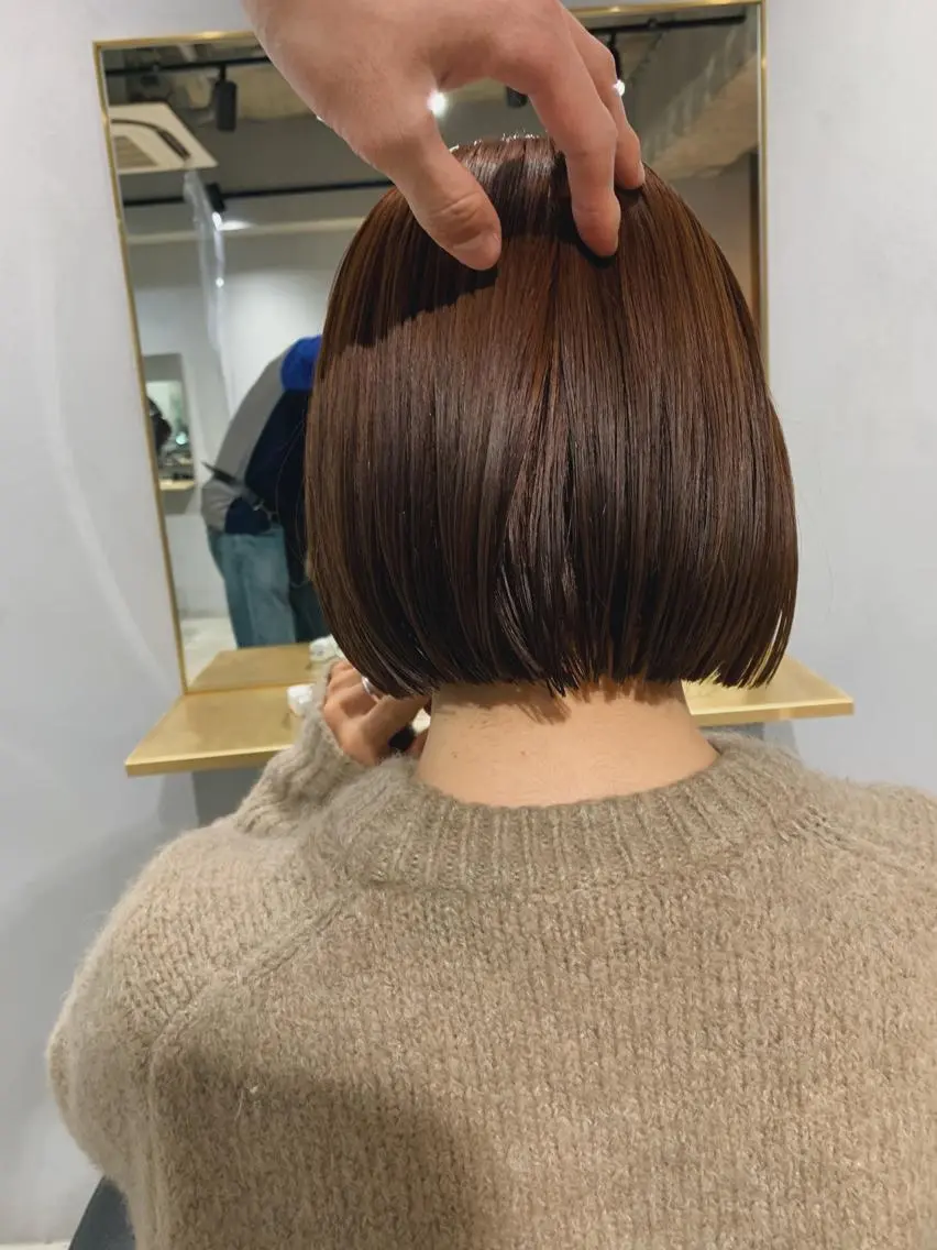ミディアム カラー パーマ ボブパーマコテ巻き風 パーマNo1深江秀平のヘアスタイル