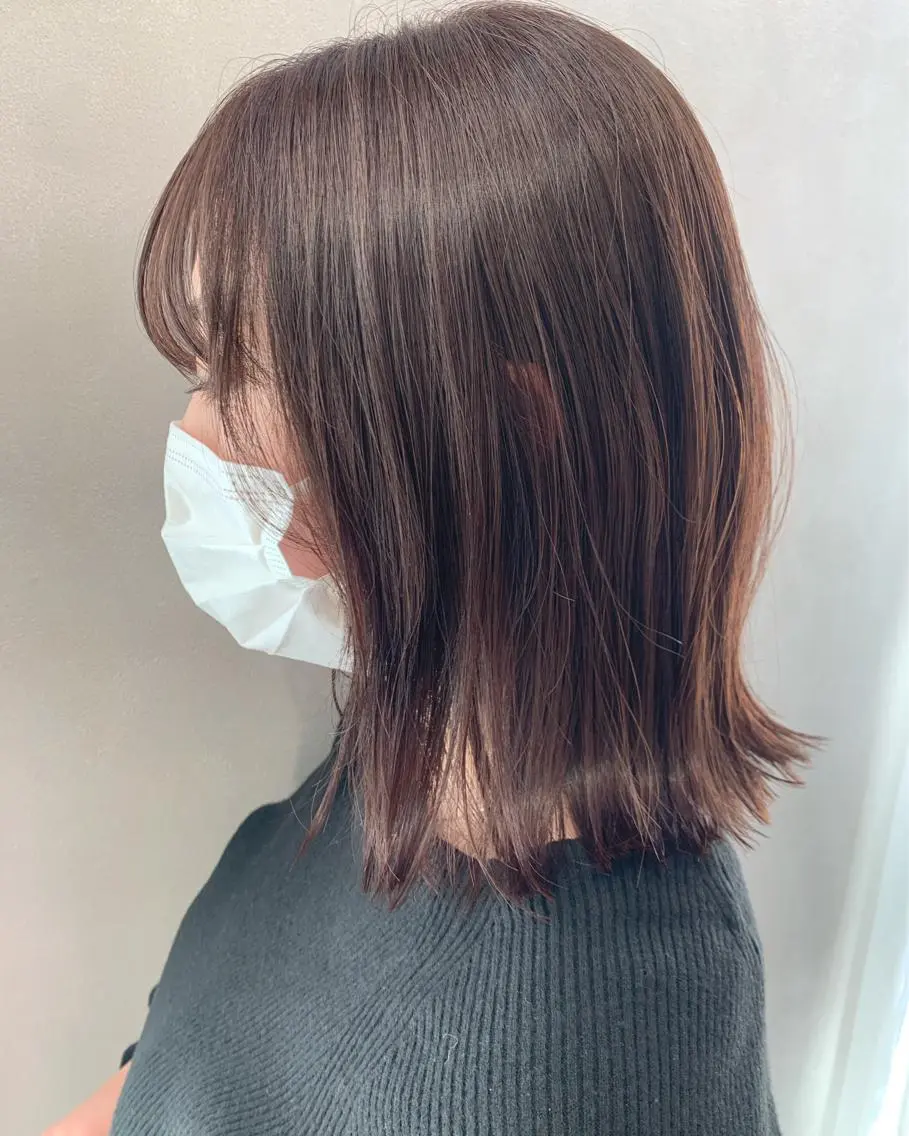 ミディアム カラー ベージュカラー コーラルベージュ hubhair レイヤー/透明感のヘアスタイル