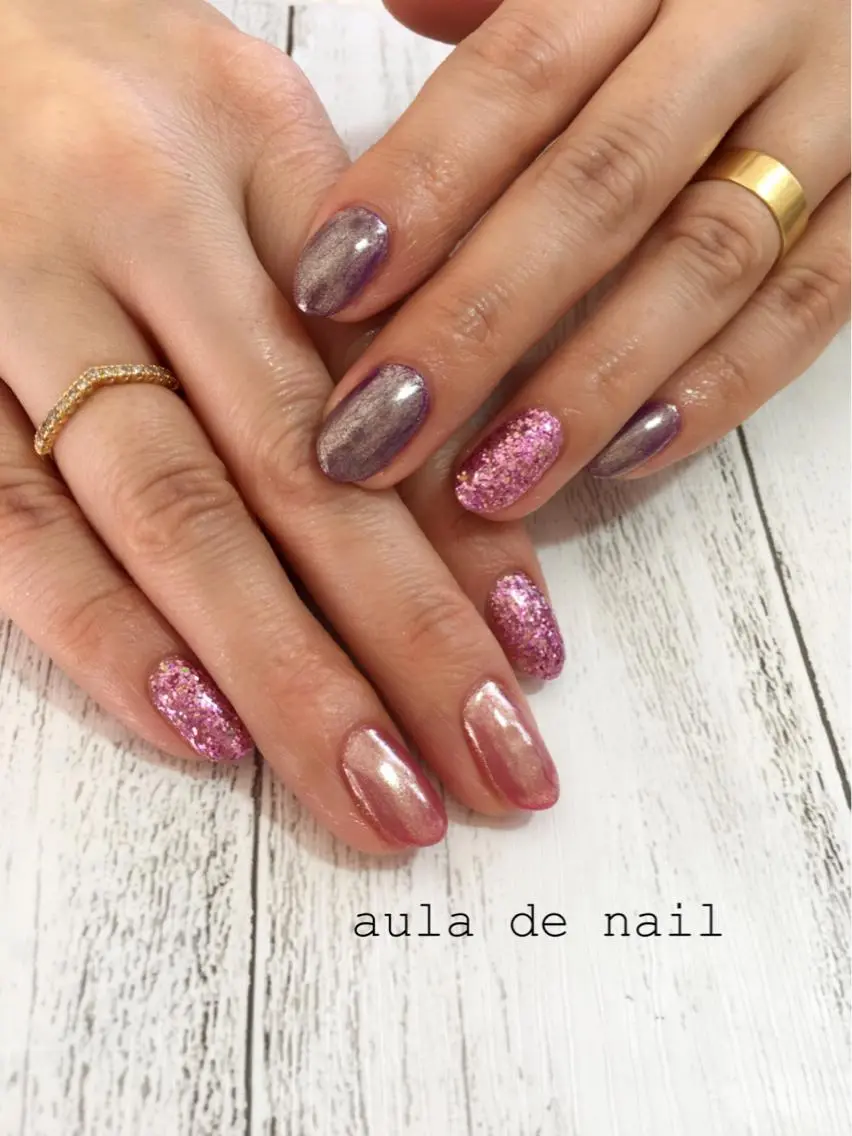 ネイル ミラーネイル ハンドネイル auladenail アウラデネイルのネイルデザイン