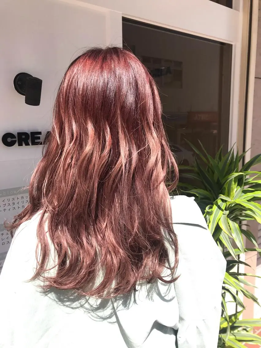 セミロング カラー ヘアアレンジ ブリーチ ピンクカラー 🟦横浜駅メンズパー マ｜小上馬淳司🟦のヘアスタイル