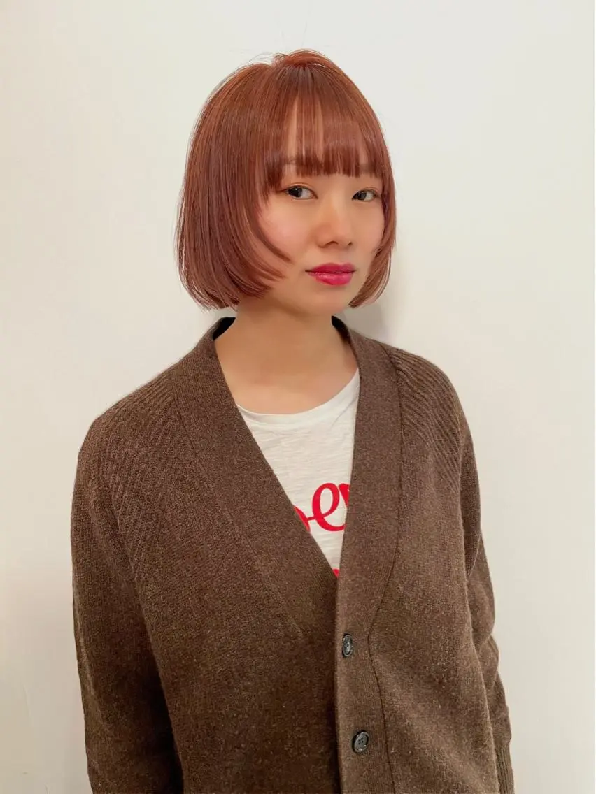 ショート カラー ブラウンカラー ピンクカラー ピンクブラウン カット ヘアカラー トリートメント ブリーチ🧚 ボブ✍️レイヤーのヘアスタイル