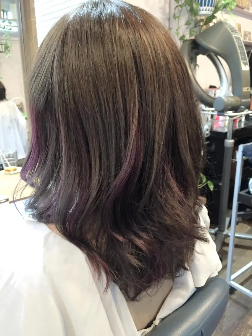 ミディアム セミロング ロング カラー グラデーションカラー グレージュ メッシュ ピンクカラー 原宿サロン代表 デザインカラー伊藤卓のヘアスタイル