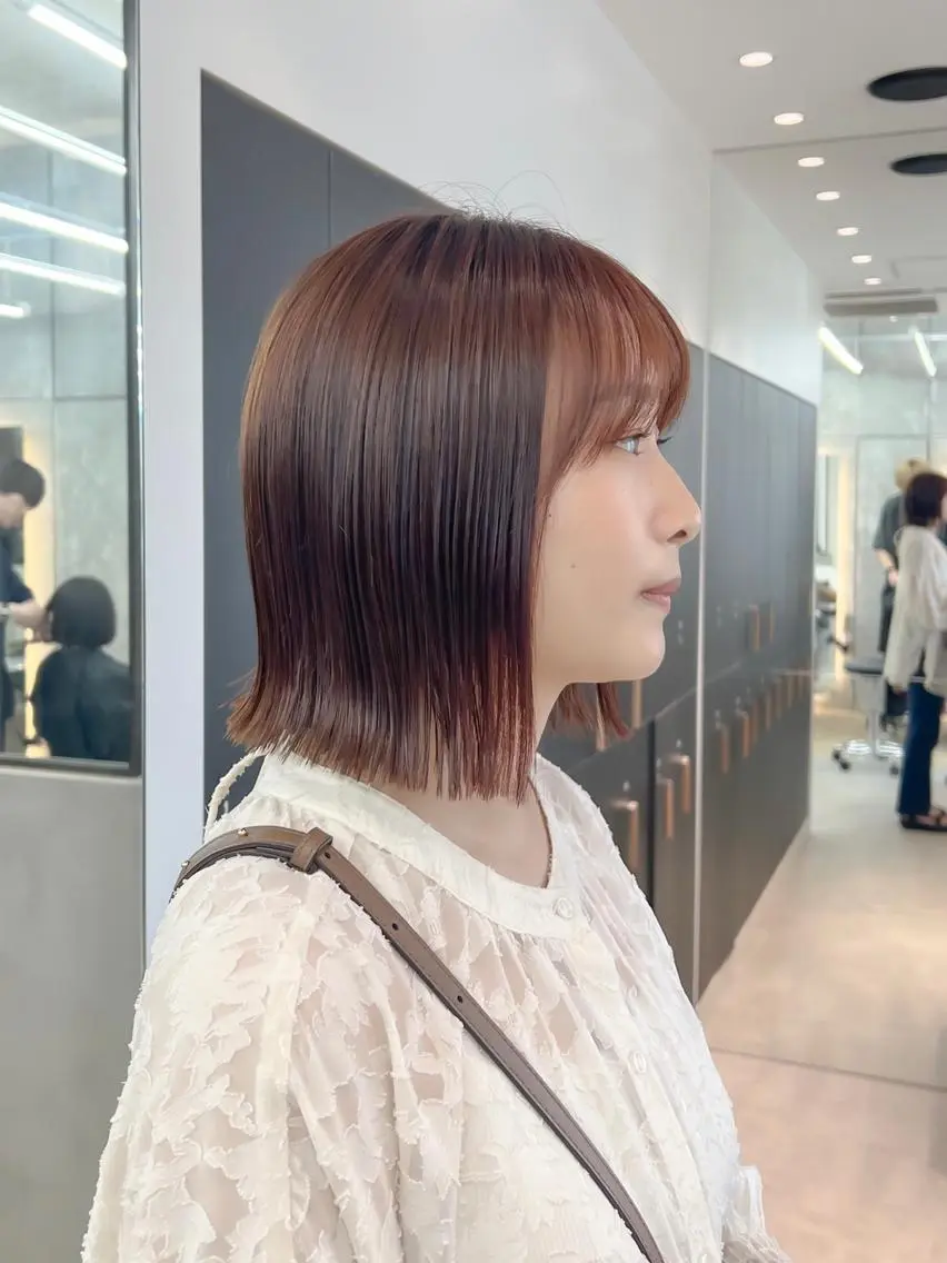 ミディアム カット ヘアカラー トリートメント ボブ/縮毛矯正 髪質改善/もえるのヘアスタイル