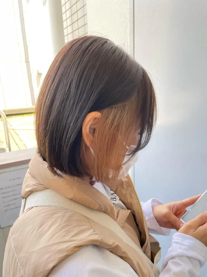 ショート カラー ヘアカラー トリートメント ヘッドスパ ヘアセット ベージュカラー💖 やすひろのヘアスタイル