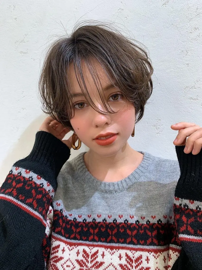ショート カラー パーマ 仙台Ｉ韓国レイヤー Ｉ髪質改善Ｉ伊藤拓海のヘアスタイル