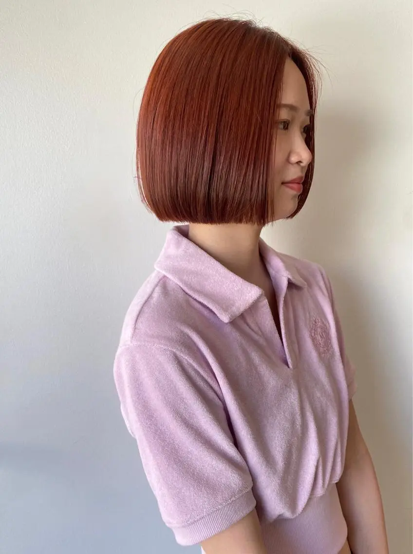 ショート カラー ヘアアレンジ 切りっぱなしボブ ベージュカラー ブラウンカラー オレンジ オレンジベージュ レイヤー🌟艶カラー 🕊まやのヘアスタイル
