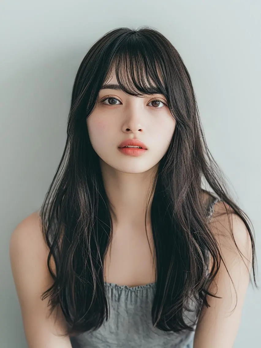 ロング 韓国風ヘア ワンホンヘア 小山田 彩美のヘアスタイル
