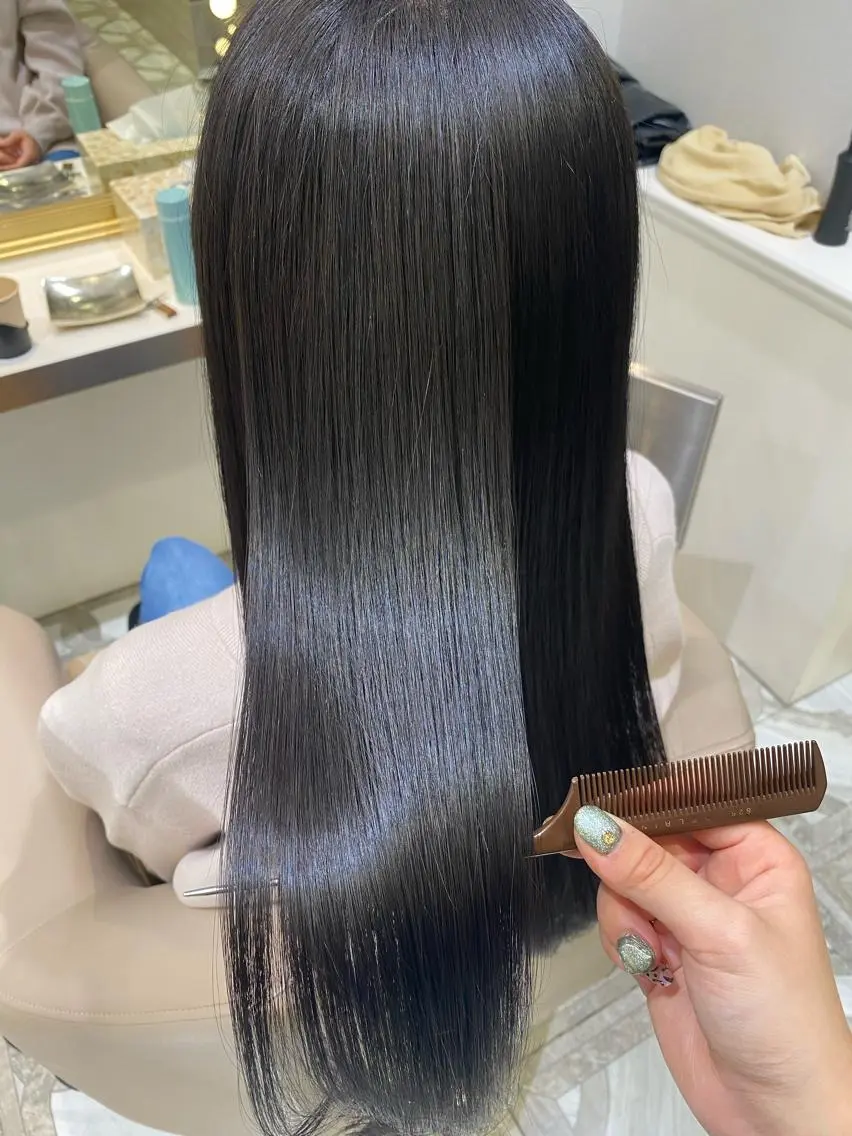 ロング カラー パーマ カット 縮毛矯正 トリートメント 💙美髪救世主💙 関華蓮のヘアスタイル