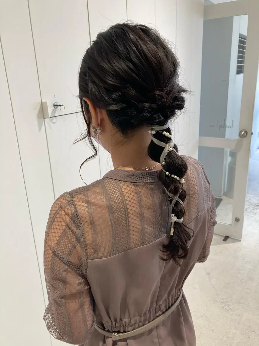 ロング ヘアアレンジ ヘアセット 透明感カラー🫧 nanohaのヘアスタイル