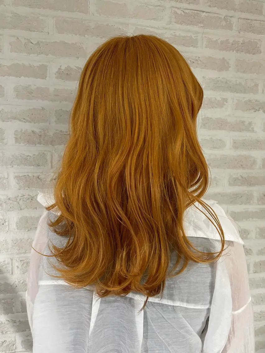 セミロング カラー オレンジ ♡Eleanor大宮 aya♡のヘアスタイル