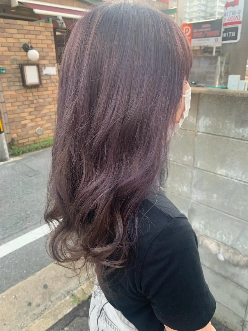 ロング カラー ブリーチ グレージュ ラベンダーカラー ラベンダーグレージュ ラベンダーグレー カット ヘアカラー トリートメント hubhair レイヤー/透明感のヘアスタイル