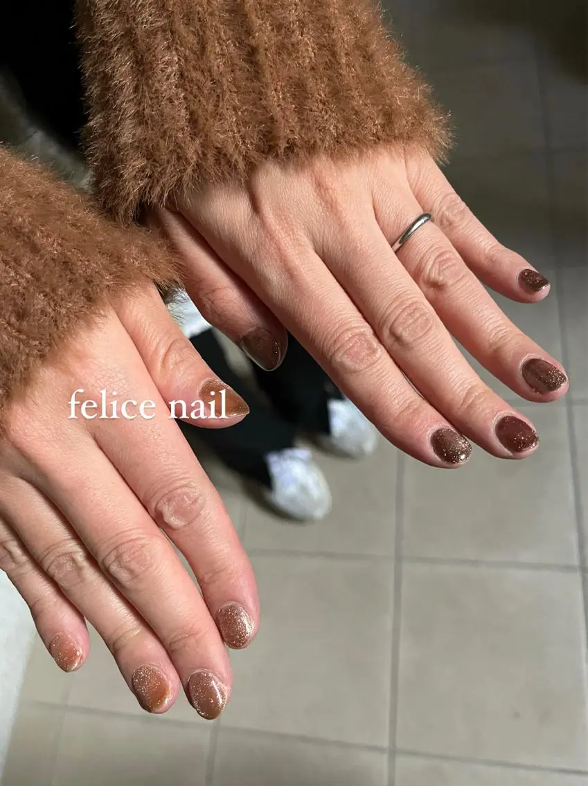 ネイル ブラウン マグネットネイル felice nailのネイルデザイン