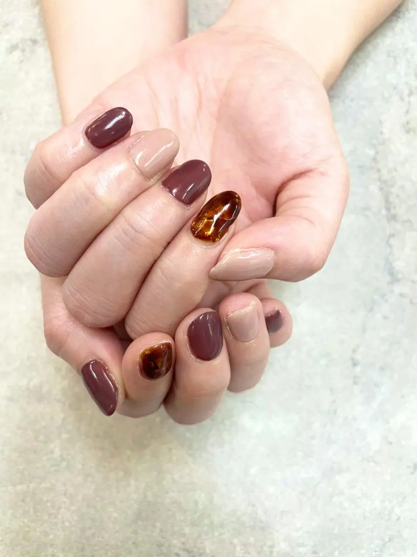 ネイル べっ甲ネイル ワンカラーネイル FASTNAIL PLUS 新宿店のネイルデザイン