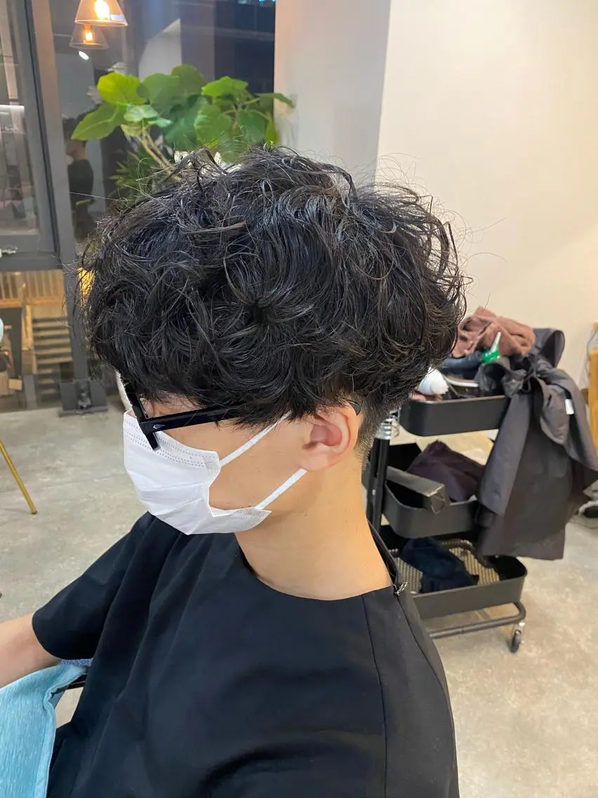 ショート パーマ メンズ メンズパーマ ボブ /ニュアンス/ satomi🧸💖のヘアスタイル