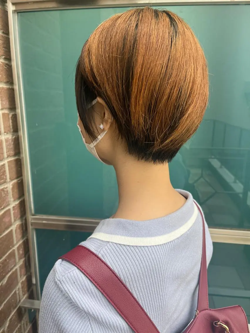 ショート カラー パーマ ヘアアレンジ メンズ キッズ ネイル マツエク・マツパ アイブロウ メンズパーマ ブラウンカラー ケアカラー 透明感カラー ピンクカラー 久木原 ゆりのヘアスタイル