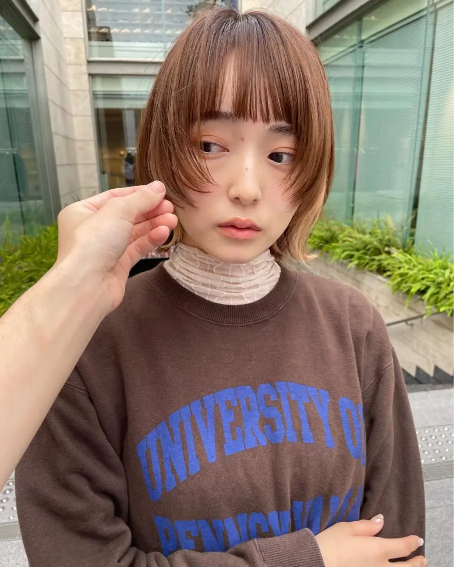 ショート カラー ボブレイヤー ボブ 顔まわりレイヤー レイヤーカット カット ヘアカラー トリートメント ボブ/レイヤー/ケア パーマ/リュウタのヘアスタイル