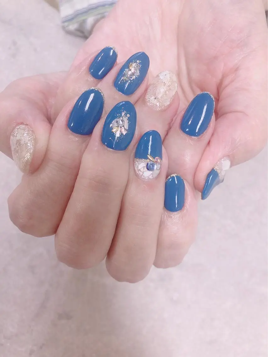 ネイル ブルー ワンカラーネイル FASTNAIL PLUS 新宿店のネイルデザイン