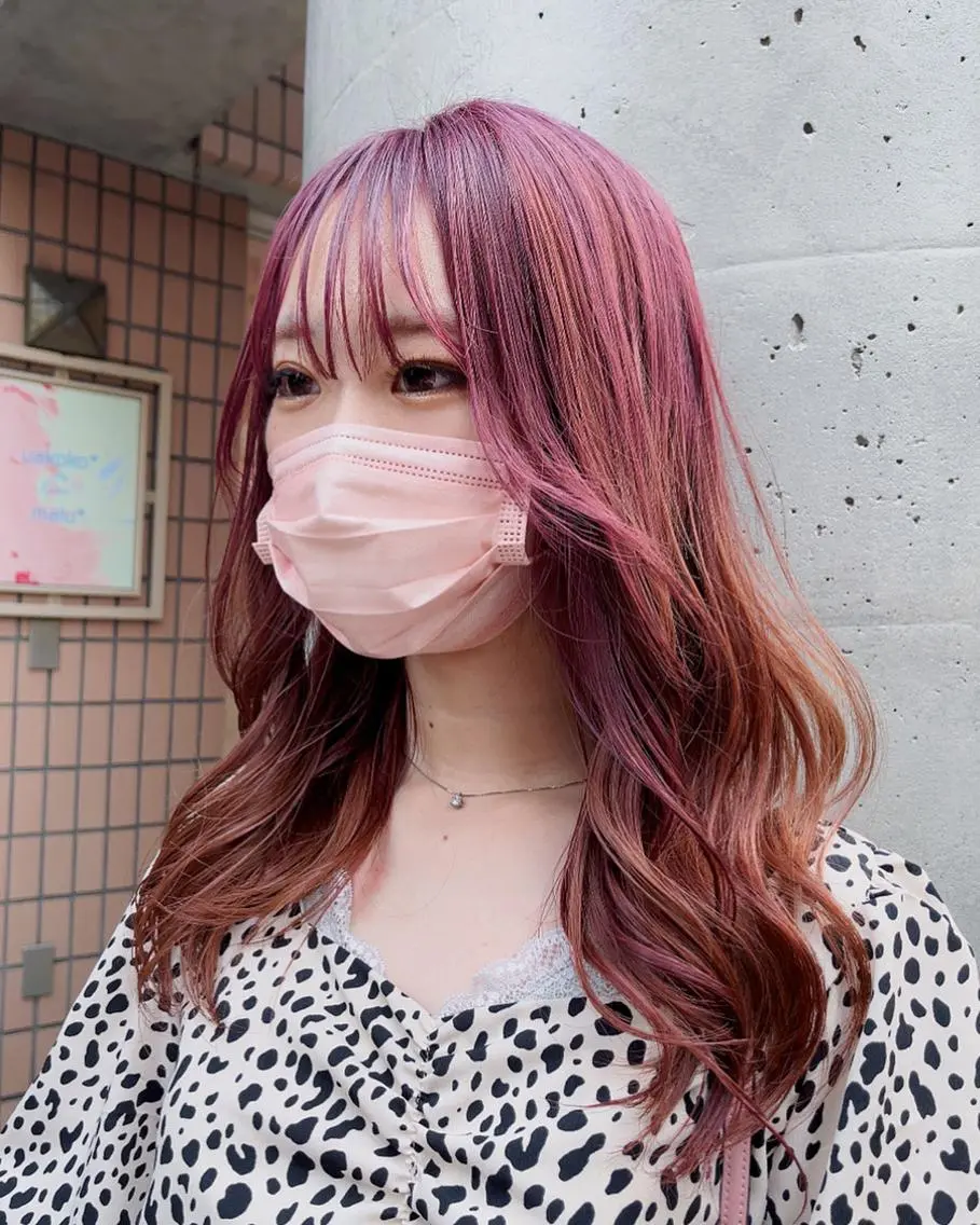 セミロング カラー ベージュカラー ブリーチ ピンクカラー ピンクベージュ 髪質改善☆ 縮毛矯正miyuのヘアスタイル