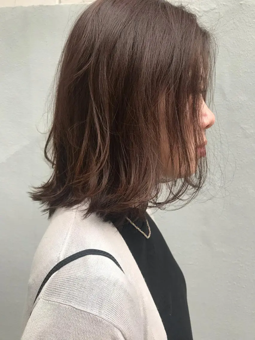 ミディアム レイヤーカット カット ヘアカラー 縮毛矯正 トリートメント ayane⭐️ボブ・ ショート・パーマのヘアスタイル