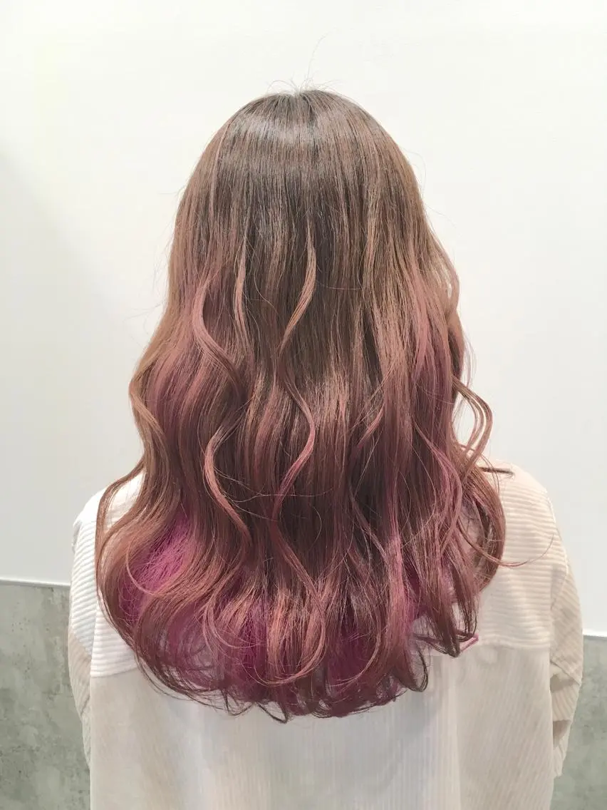 ロング カラー インナーカラー ヘアカラー トリートメント ヘアセット yoshi ☆のヘアスタイル