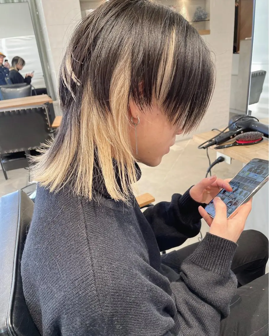 ミディアム カラー メンズ メンズウルフカット ウルフカット カット ヘアカラー トリートメント 村上雅人 ナチュラルモードのヘアスタイル