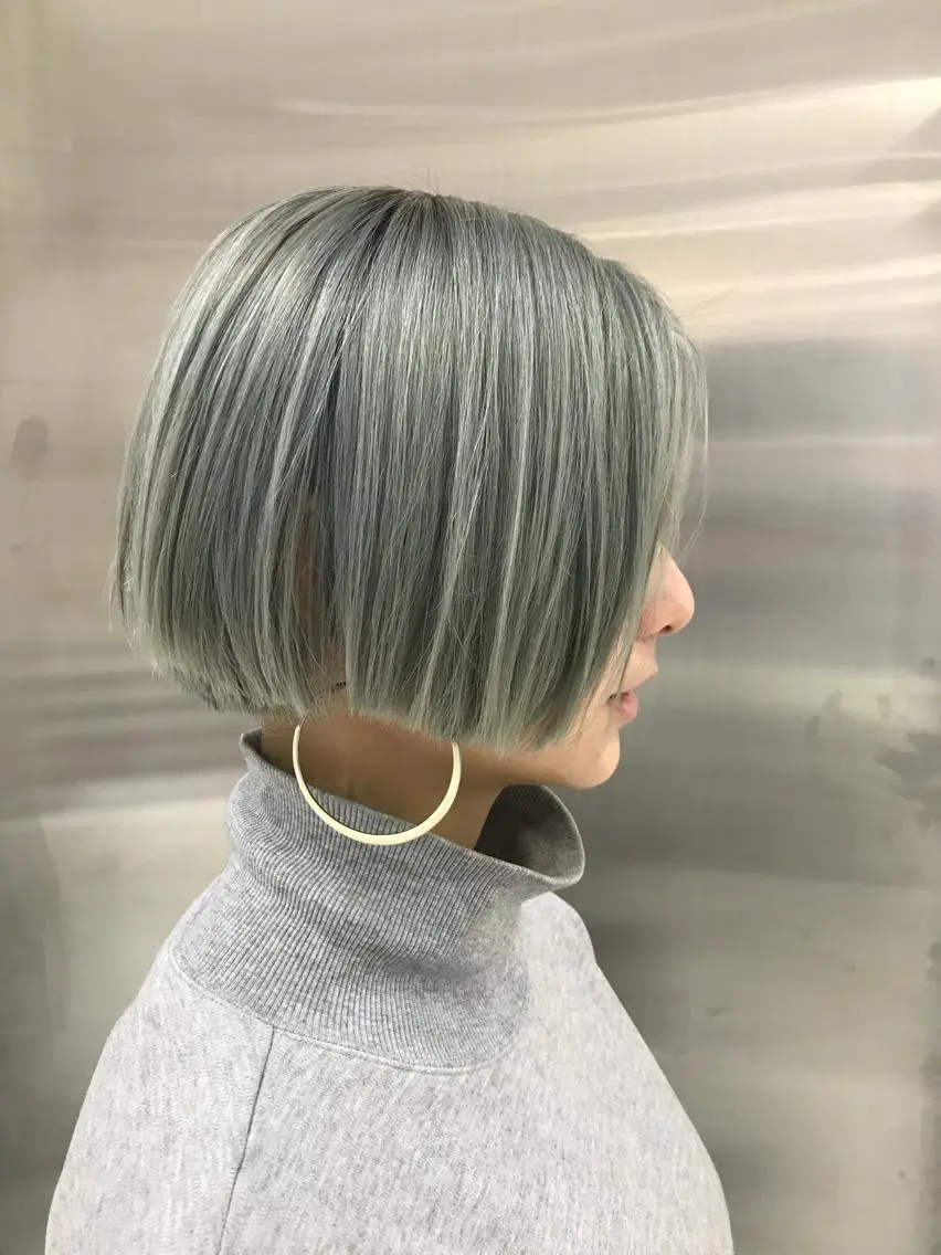 ショート カラー シルバー ボブ 苅北 泰輔のヘアスタイル