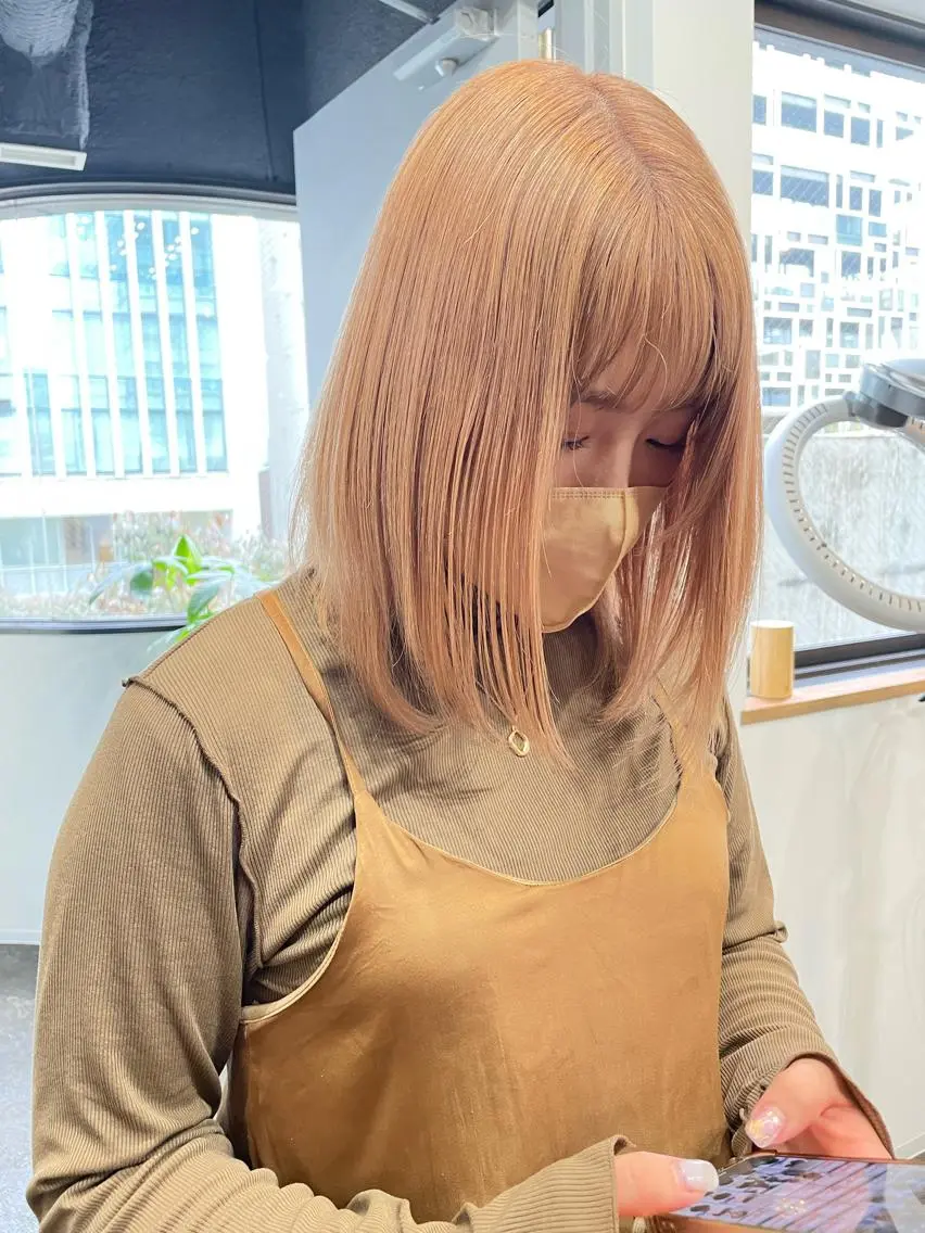 カラー 透明感カラー ヘアカラー トリートメント ミルクティー× グレージュMOMOのヘアスタイル