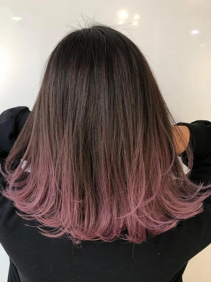 ミディアム カラー ヘアアレンジ 黒髪 ブリーチ ダブルカラー 【公式】amble luxe池袋東口🩷のヘアスタイル