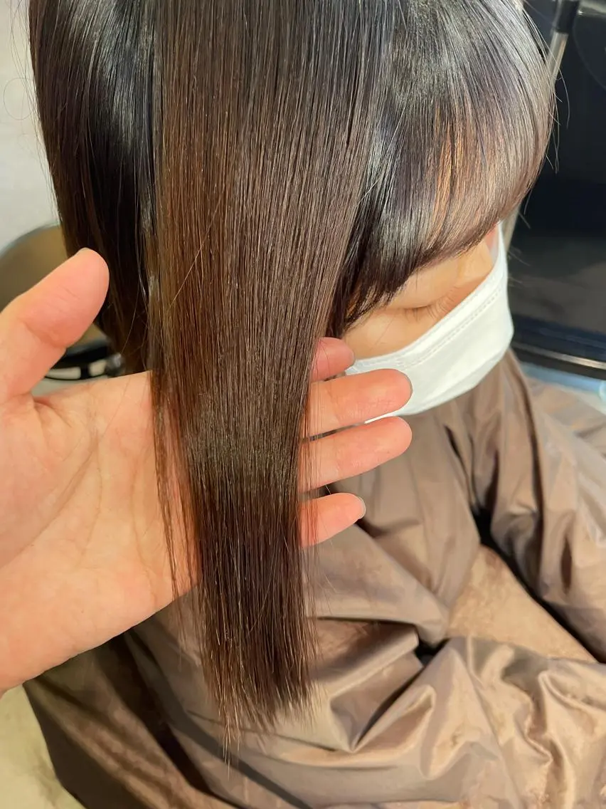 ミディアム パーマ 酸性ストレート ストレートパーマ ショート/脱白髪染め ☆宇﨑悠実のヘアスタイル