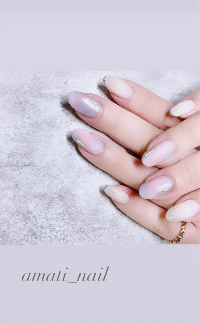 ネイル フレンチネイル ミラーネイル ニュアンスネイル ワンカラーネイル 春ネイル ハンドネイル amati_nail TAKAKOのネイルデザイン