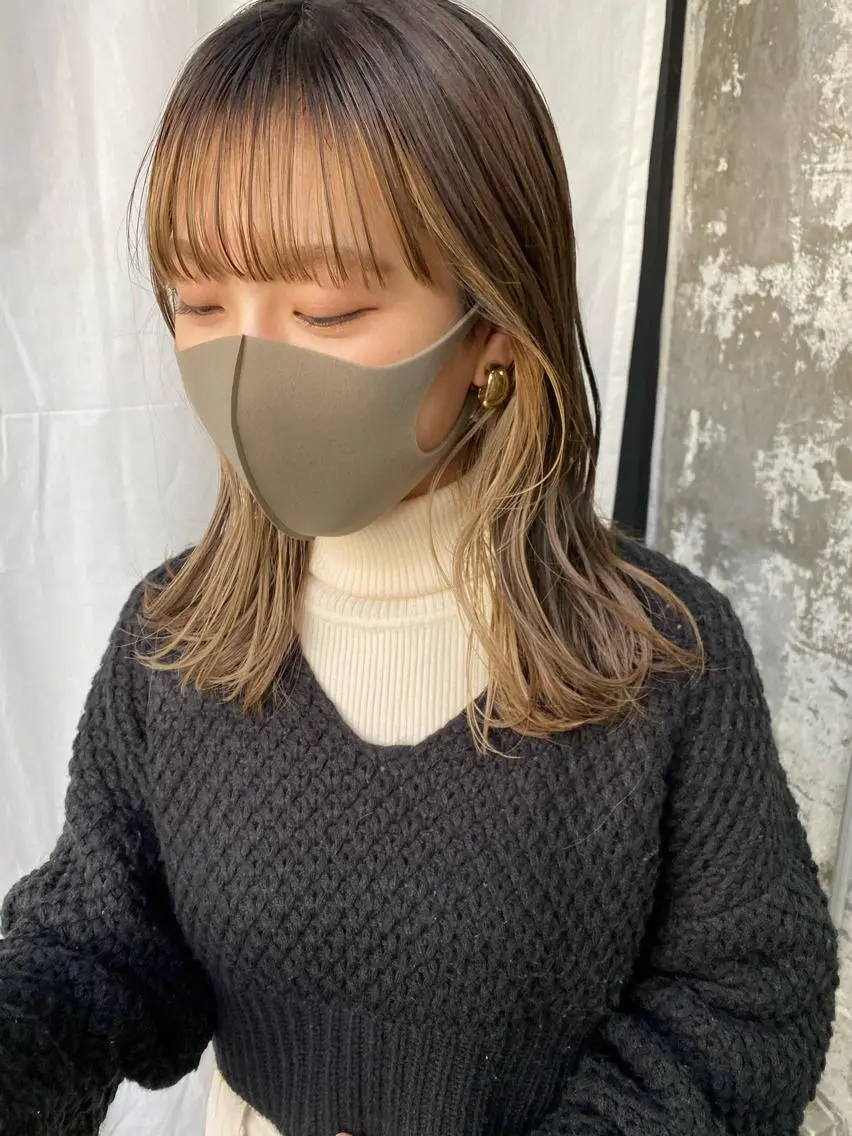 セミロング カラー ブリーチ デザインカラー Pia ツボイ ケイタのヘアスタイル